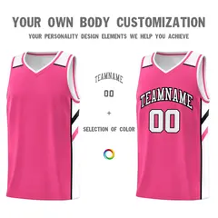Pink White-Black Classic Sets Basketball Jersey 3
