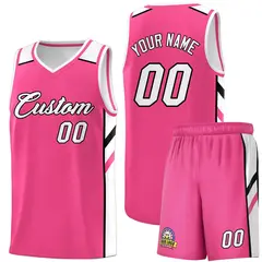 Pink White-Black Classic Sets Basketball Jersey