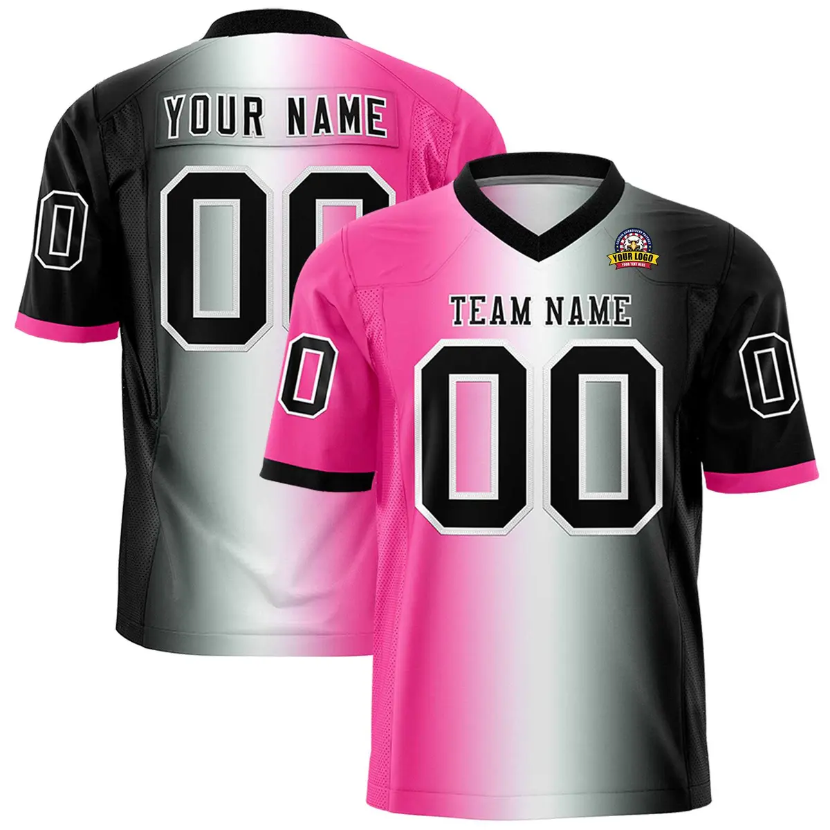 Pink White-Black Gradient Fashion Authentic Football Jersey