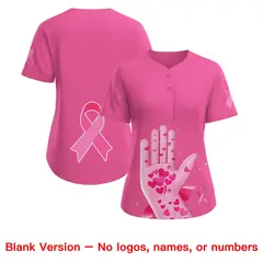 Women's Pink White Breast Cancer Awareness Pink Ribbon Baseball Jersey 7