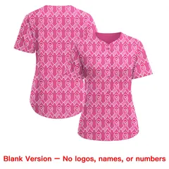 Women's Pink White Breast Cancer Awareness Pink Ribbon Baseball Jersey 7
