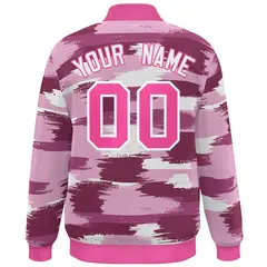 Pink White Camo Varsity Letterman Bomber Jacket 4