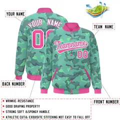 Pink White Camo Varsity Letterman Bomber Jacket 2