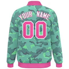 Pink White Camo Varsity Letterman Bomber Jacket 4