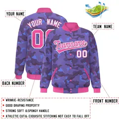 Pink White Camo Varsity Letterman Bomber Jacket 2