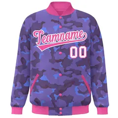 Pink White Camo Varsity Letterman Bomber Jacket 3