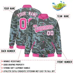 Pink White Camo Varsity Letterman Bomber Jacket 2