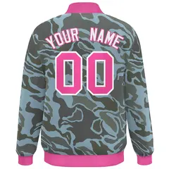 Pink White Camo Varsity Letterman Bomber Jacket 4