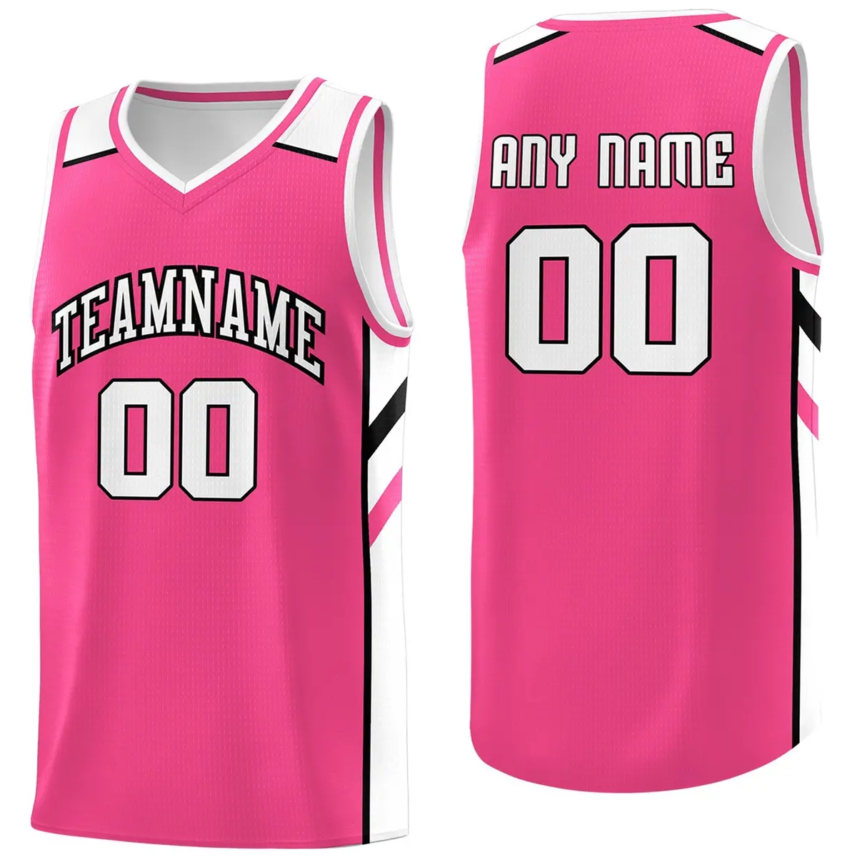 Pink White Classic Athletic Casual Basketball Jersey