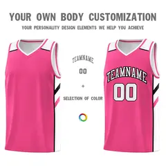 Pink White Classic Athletic Casual Basketball Jersey 3