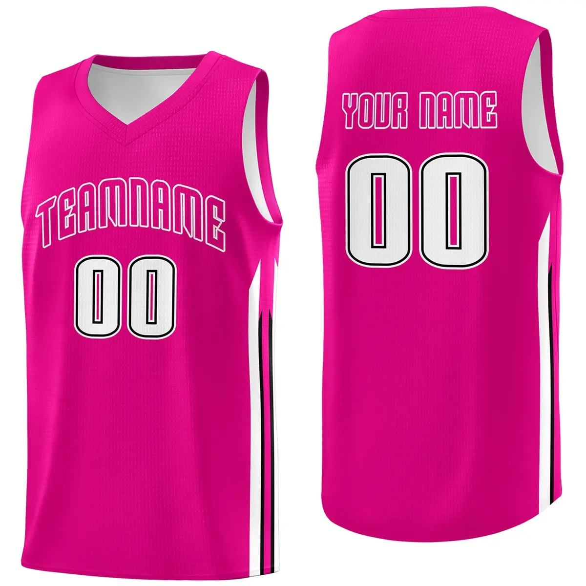 Pink White Classic Athletic Casual Basketball Jersey