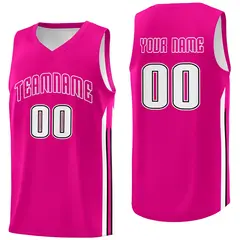 Pink White Classic Athletic Casual Basketball Jersey