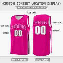 Pink White Classic Athletic Casual Basketball Jersey 2