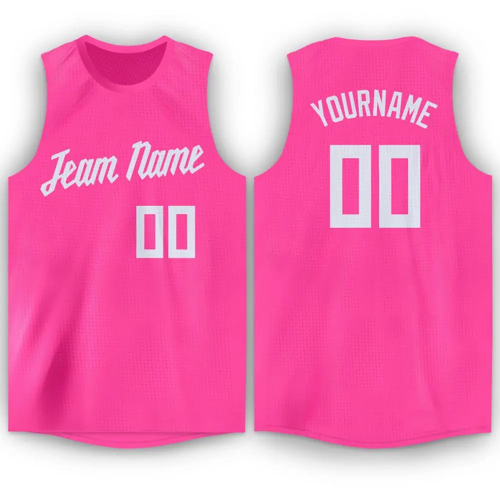 Pink White Classic Breathable Basketball Jersey