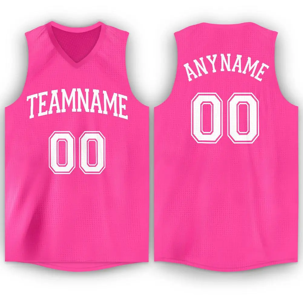 Pink White Classic Breathable Basketball Jersey