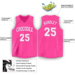 Pink White Classic Breathable Basketball Jersey 3