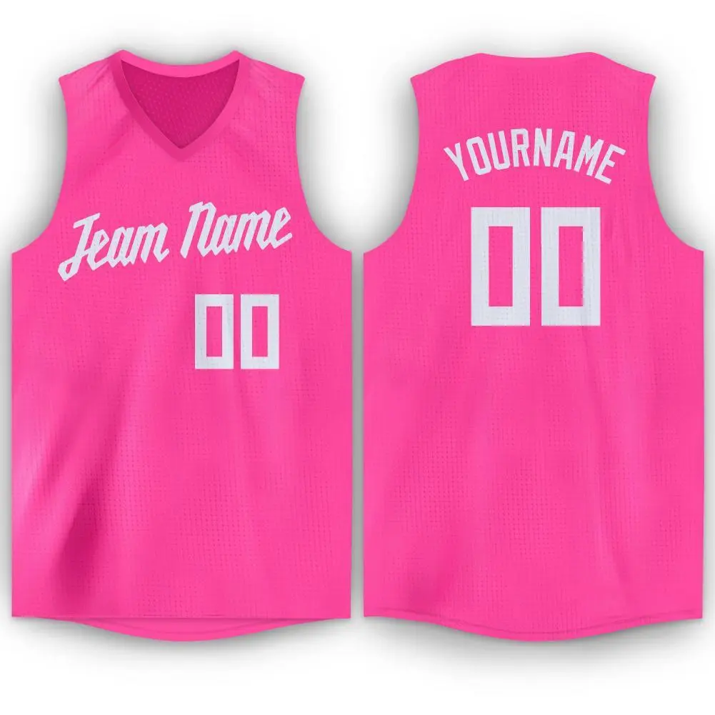 Pink White Classic Breathable Basketball Jersey