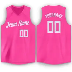 Pink White Classic Breathable Basketball Jersey 1