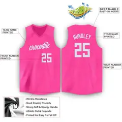 Pink White Classic Breathable Basketball Jersey 2