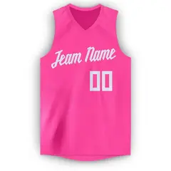 Pink White Classic Breathable Basketball Jersey 5