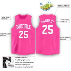 Pink White Classic Breathable Basketball Jersey 2