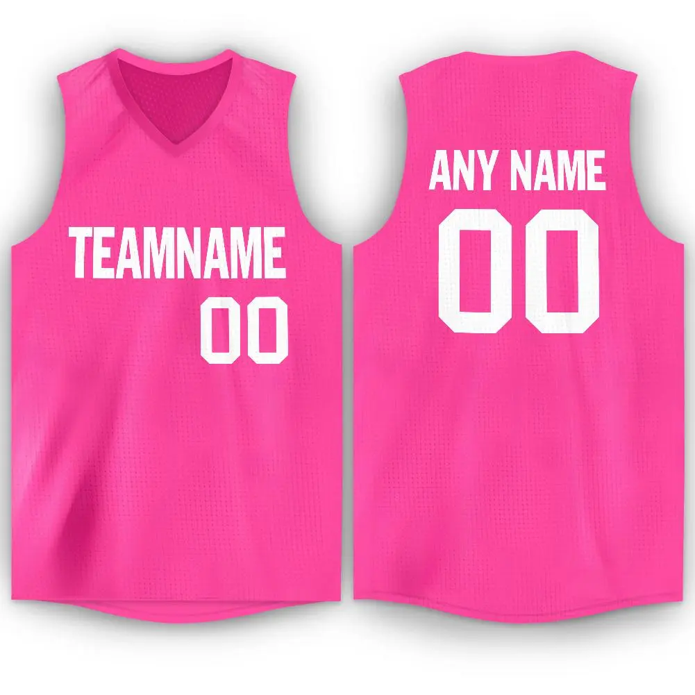 Pink White Classic Breathable Basketball Jersey