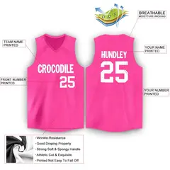 Pink White Classic Breathable Basketball Jersey 2