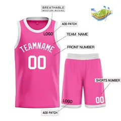 Pink White Classic Bull Sets Basketball Jersey 3