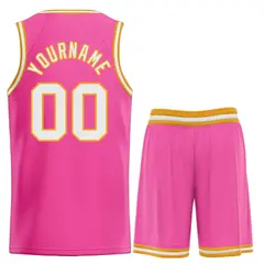 Pink White Classic Bull Sets Basketball Jersey 2