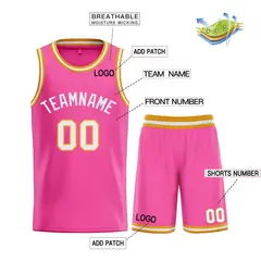 Pink White Classic Bull Sets Basketball Jersey 3
