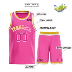Pink White Classic Bull Sets Basketball Jersey 3