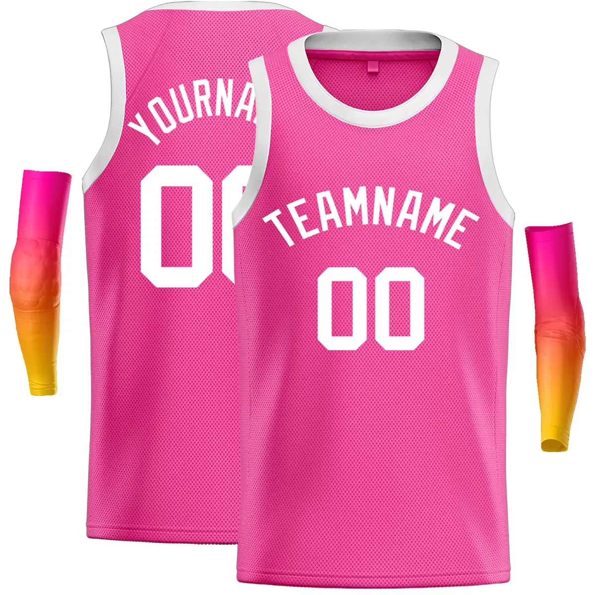 Pink White Classic Casual Basketball Jersey