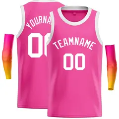 Pink White Classic Casual Basketball Jersey