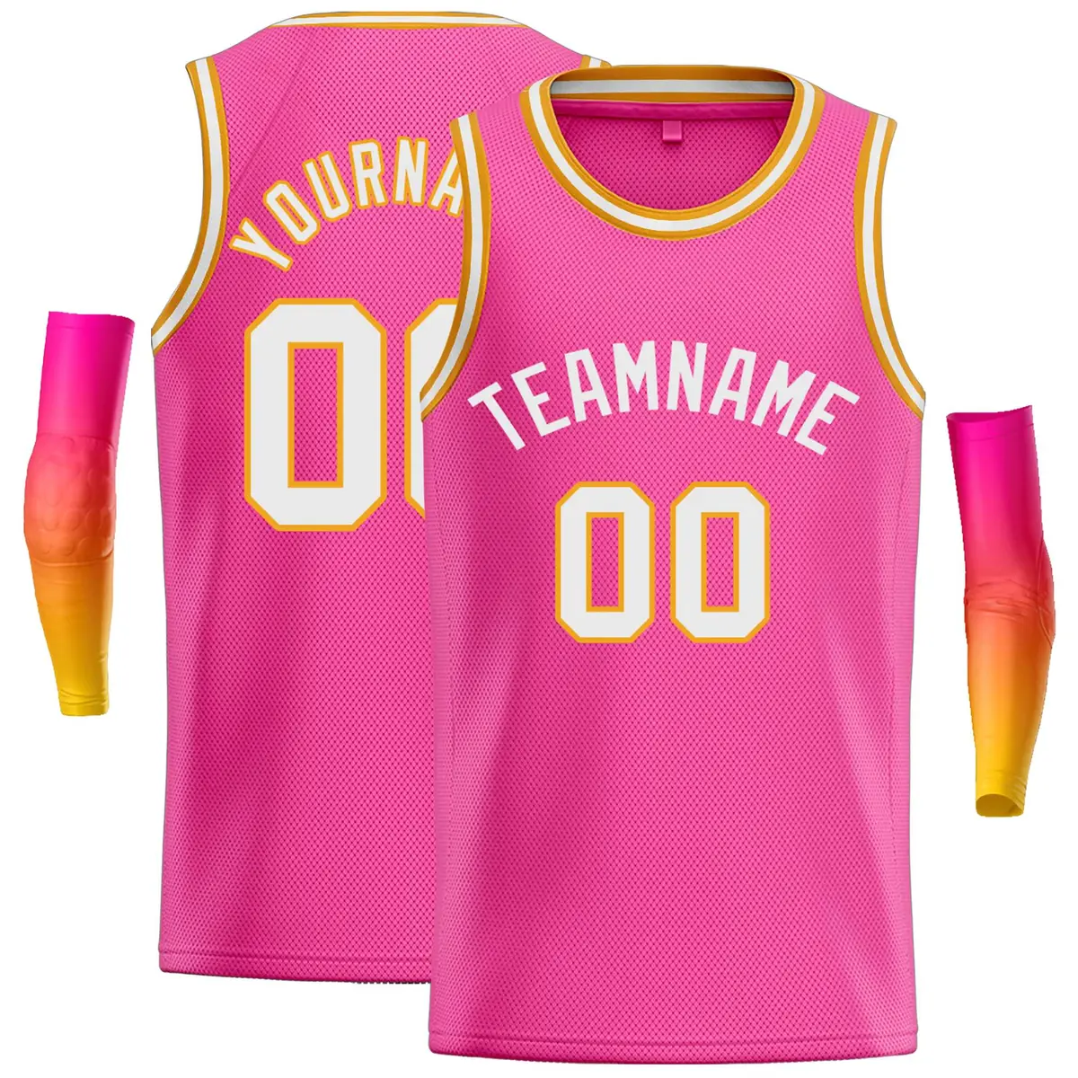 Pink White Classic Casual Basketball Jersey