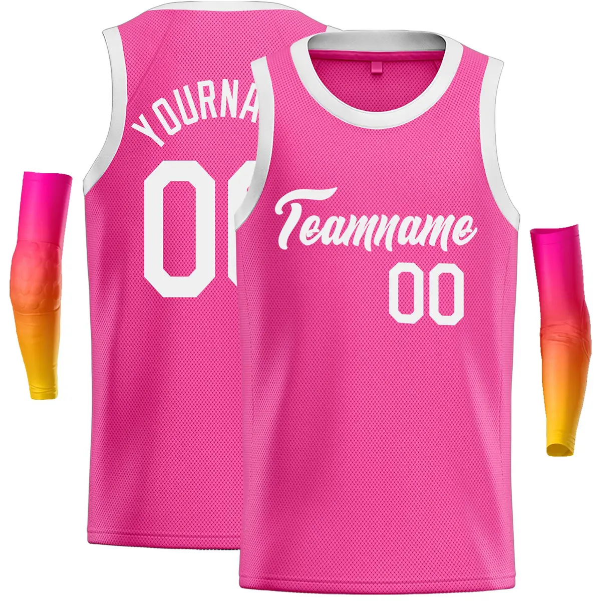 Pink White Classic Casual Basketball Jersey