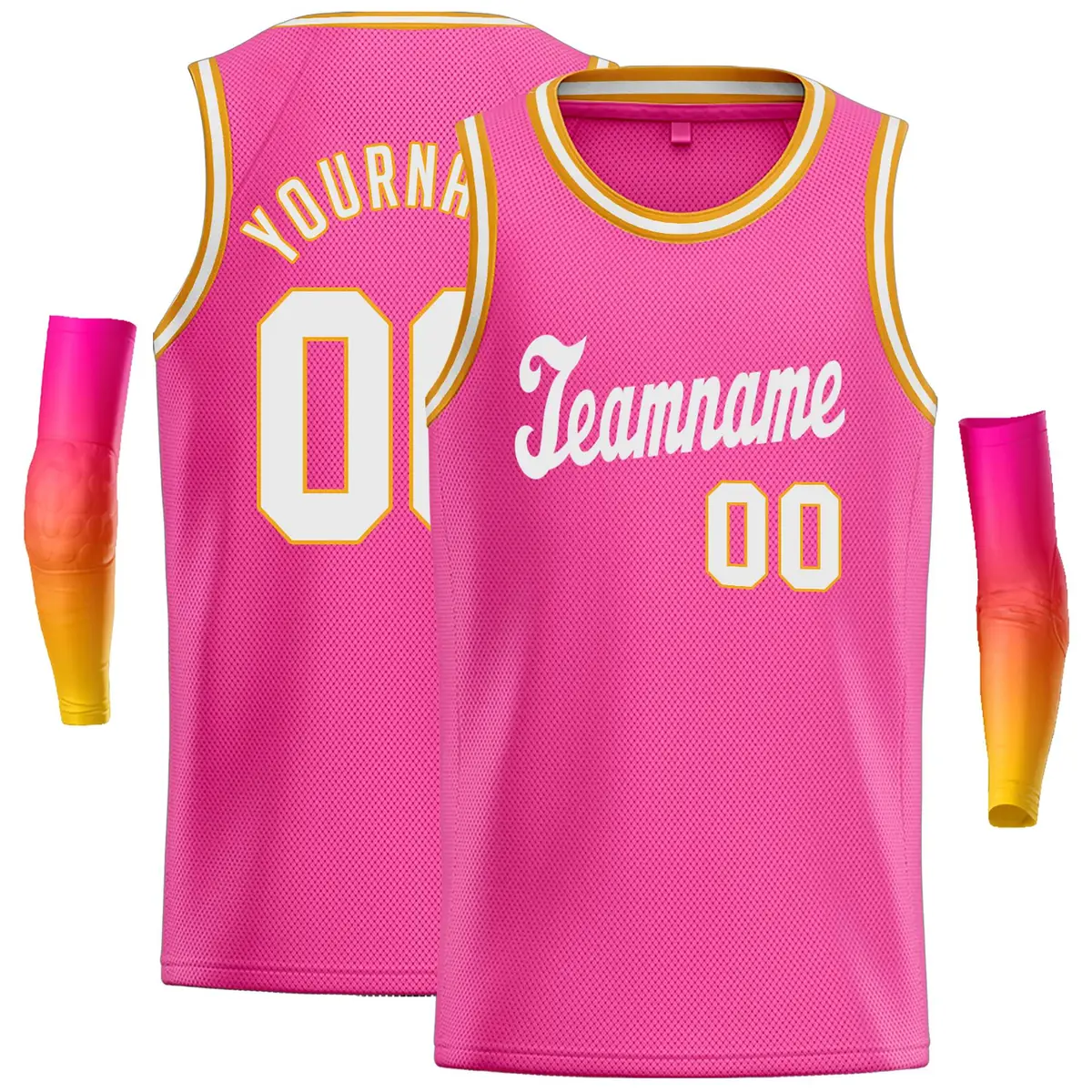 Pink White Classic Casual Basketball Jersey