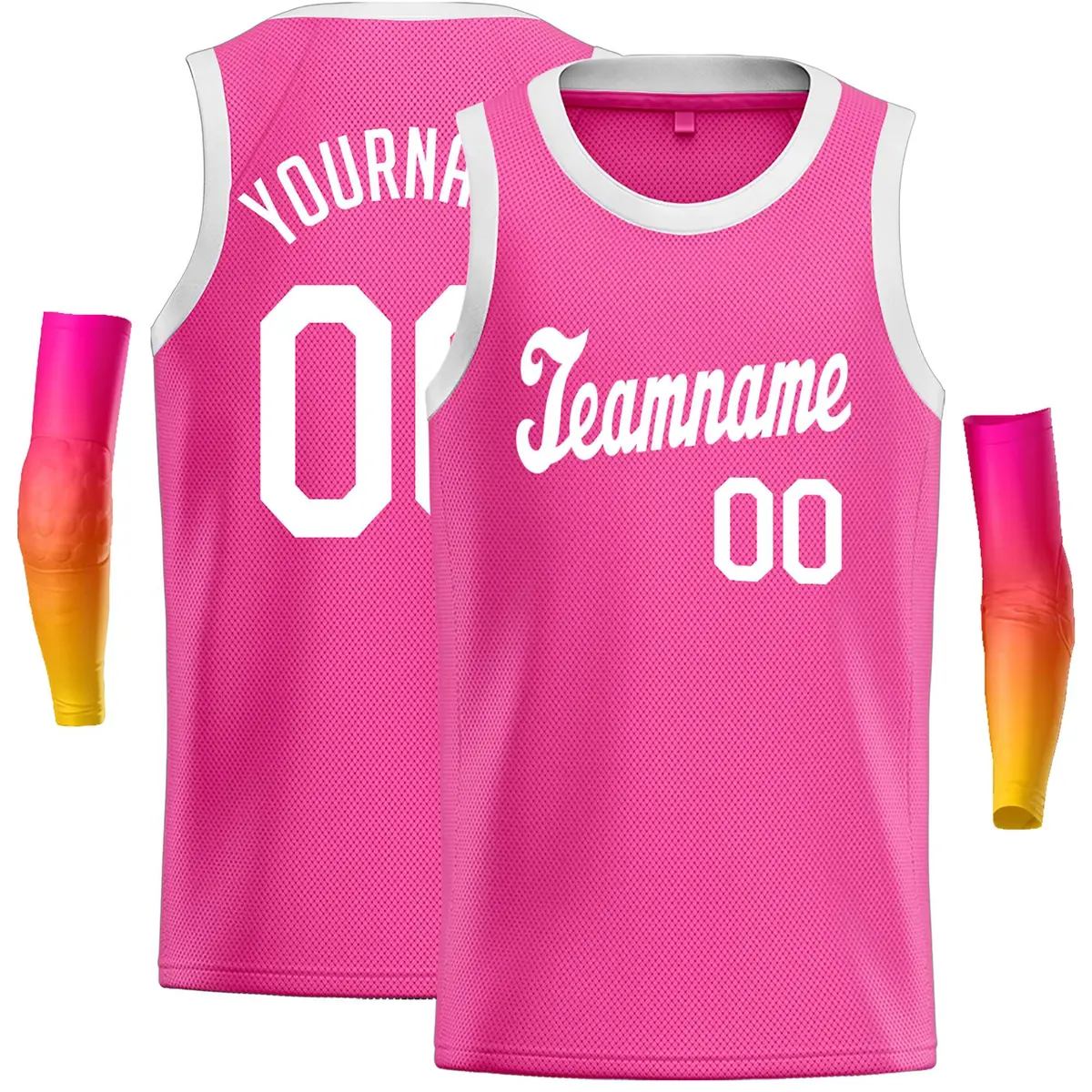Pink White Classic Casual Basketball Jersey