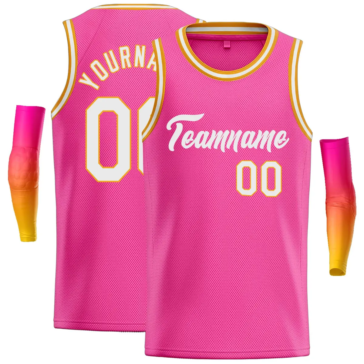 Pink White Classic Casual Basketball Jersey