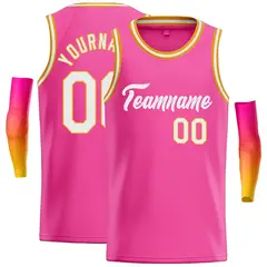 Pink White Classic Casual Basketball Jersey