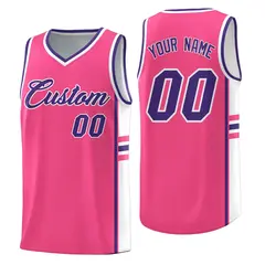 Pink White Classic Color Block Uniform Basketball Jersey 1