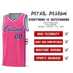 Pink White Classic Color Block Uniform Basketball Jersey 2