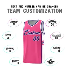 Pink White Classic Color Block Uniform Basketball Jersey 4