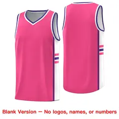 Pink White Classic Color Block Uniform Basketball Jersey 6