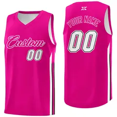 Pink White Classic Mesh Sport Basketball Jersey