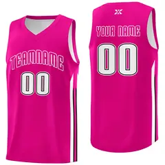 Pink White Classic Mesh Sport Basketball Jersey