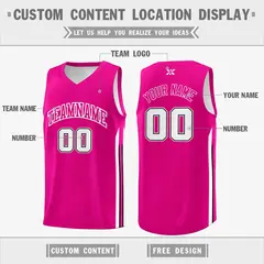 Pink White Classic Mesh Sport Bull Basketball Jersey 2