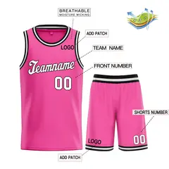 Pink White Classic Sets Basketball Jersey 3