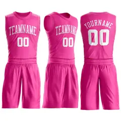 Pink White Classic Sets Basketball Jersey 2