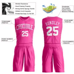 Pink White Classic Sets Basketball Jersey 3