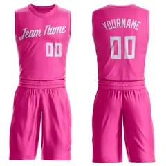 Pink White Classic Sets Basketball Jersey 1